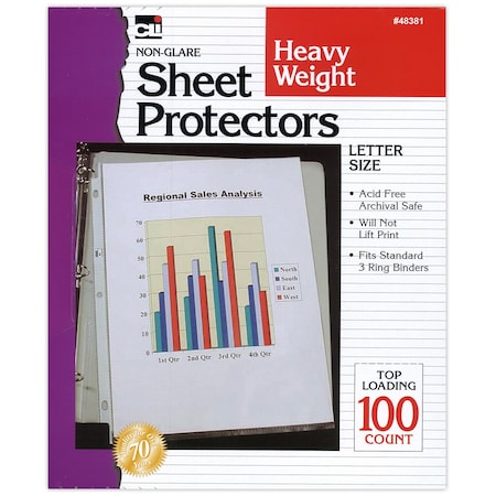 Charles Leonard Heavy Weight Non Glare Sheet Protectors, 100PK 48381